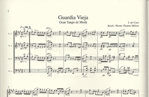 Thomas-Mifune, W. (arr.): 3 Tangos (4 cellos)