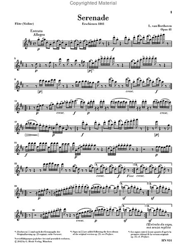 Beethoven, L.van (Voss, ed.): Serenade in D Major, op. 41, urtext (violin or flute and piano)