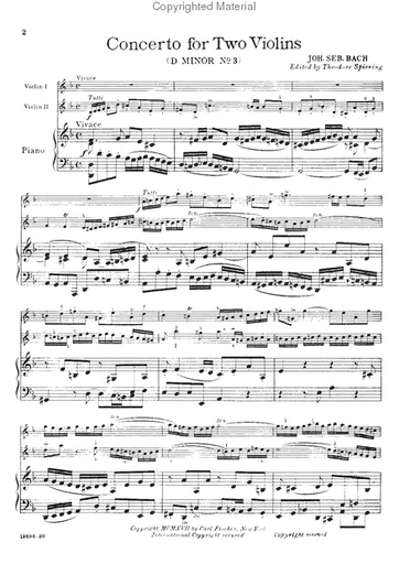 Bach, J.S. (Spiering): Concerto in D minor, BWV1043 (2 violins, and piano)