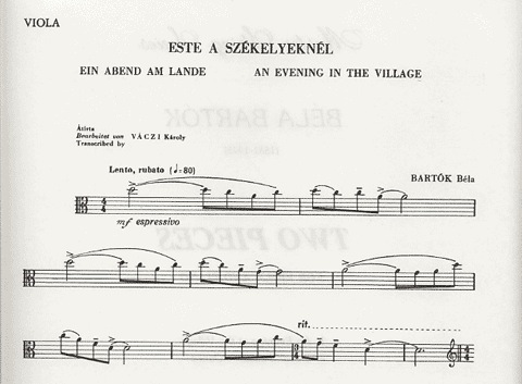 Bartok, Bela: Two Pieces-Evening at the Village/Slovak Dance (viola & piano)