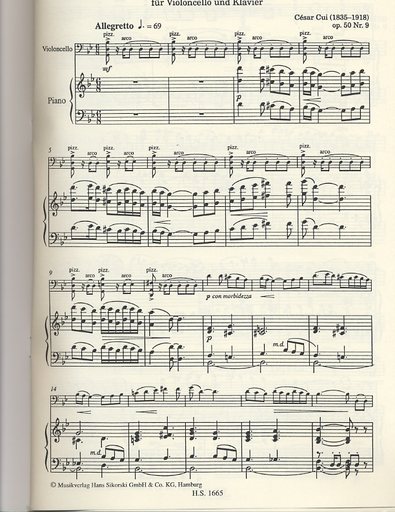 Cui, Cesar (Kreutzer): Orientale, OP. 50 No. 9 (cello & piano)