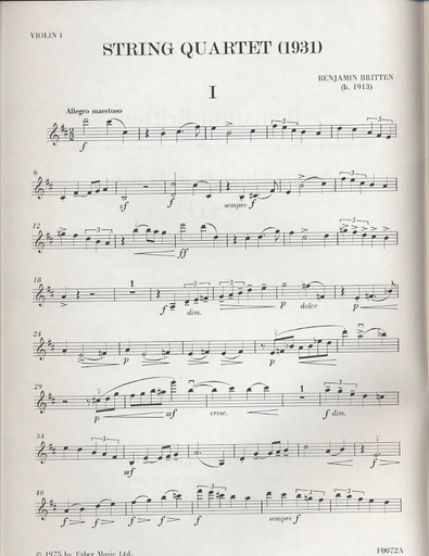 Britten, Benjamin: String Quartet in D major (1931)