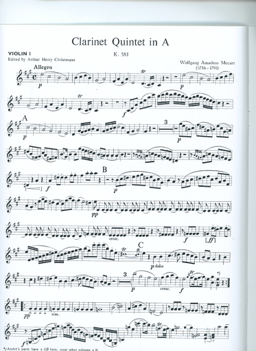 Mozart, W.A.: Clarinet Quintet in A K.581 (clarinet, 2 violins, Viola, Cello)