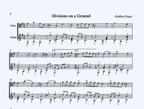 Finger, Godfrey: Divisions on a Ground (viola & guitar)