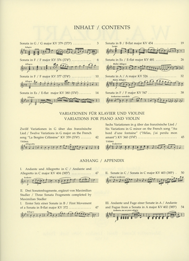 Mozart, W.A. (Reeser): Complete Works for Violin and Piano, Volume II, Barenreiter (Viennese Sonatas 1781-1788 with the fragments and variations).