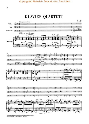 Brahms, J. (Krellmann, ed.): Piano Quartet, Op. 26 in A Major, urtext (violin, viola, cello, and piano)