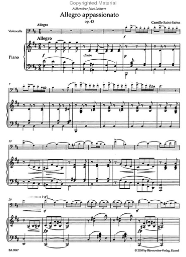 Saint-Saens, Camille (urtext): Allegro Appassionato for Violoncello with Piano, op. 43, Barenreiter