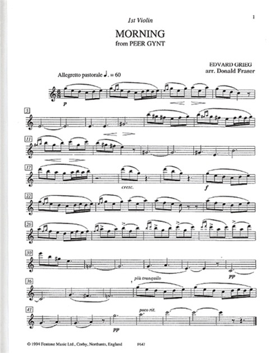 Grieg, Edvard (Fraser): Morning from Peer Gynt (string quartet)