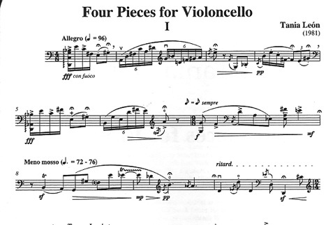 Leon, Tania: Four Pieces for Cello Solo