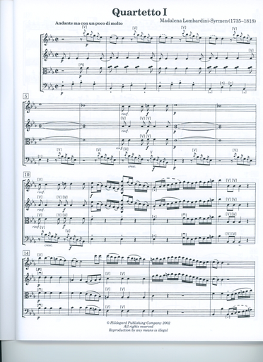 Lombardini-Syrmen, Madalena: Six String Quartets, Op.3 No.1-3 (2 violins, viola, cello) score and parts