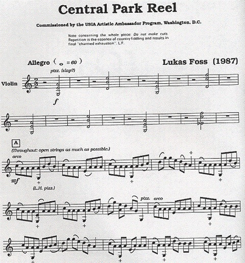 Foss, Lukas: Central Park Reel (violin & piano)
