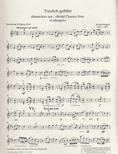 Wagner, Richard: Bridal Chorus from Lohengrin (violin & piano)