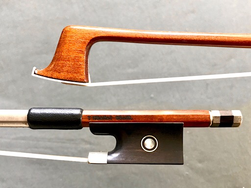 T. CHAGAS Pernambuco violin bow by Arcos Brasil, nickel-mounted, BRAZIL