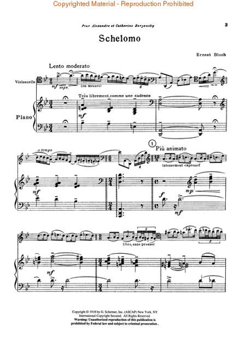 Bloch, Ernest: Schelomo (Cello & Piano)