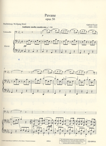 Faure, G. (Birtel, arr.): Pavane, Op. 50 (cello and piano)