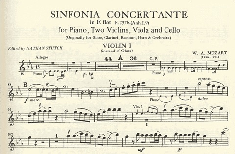 Mozart, W.A.: Sinfonia Concertante in Eb K297b (piano, 2 violins, viola, cello)