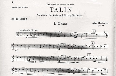 Hovhaness, Alan: Talin Concerto (viola & piano)