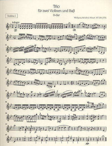 Mozart, W.A.: Trio in Bb K266 (2 violins & cello)