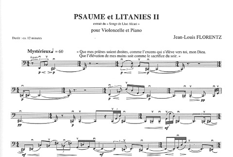 Florentz, Jean-Louis: Psaume et Litanies II - ''Songe de Lluc Alcari''(cello/piano)