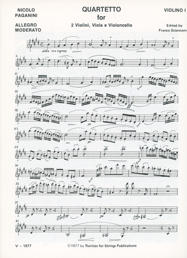 Paganini, Niccolo (Sciannameo): Quartetto, String Quartet in E