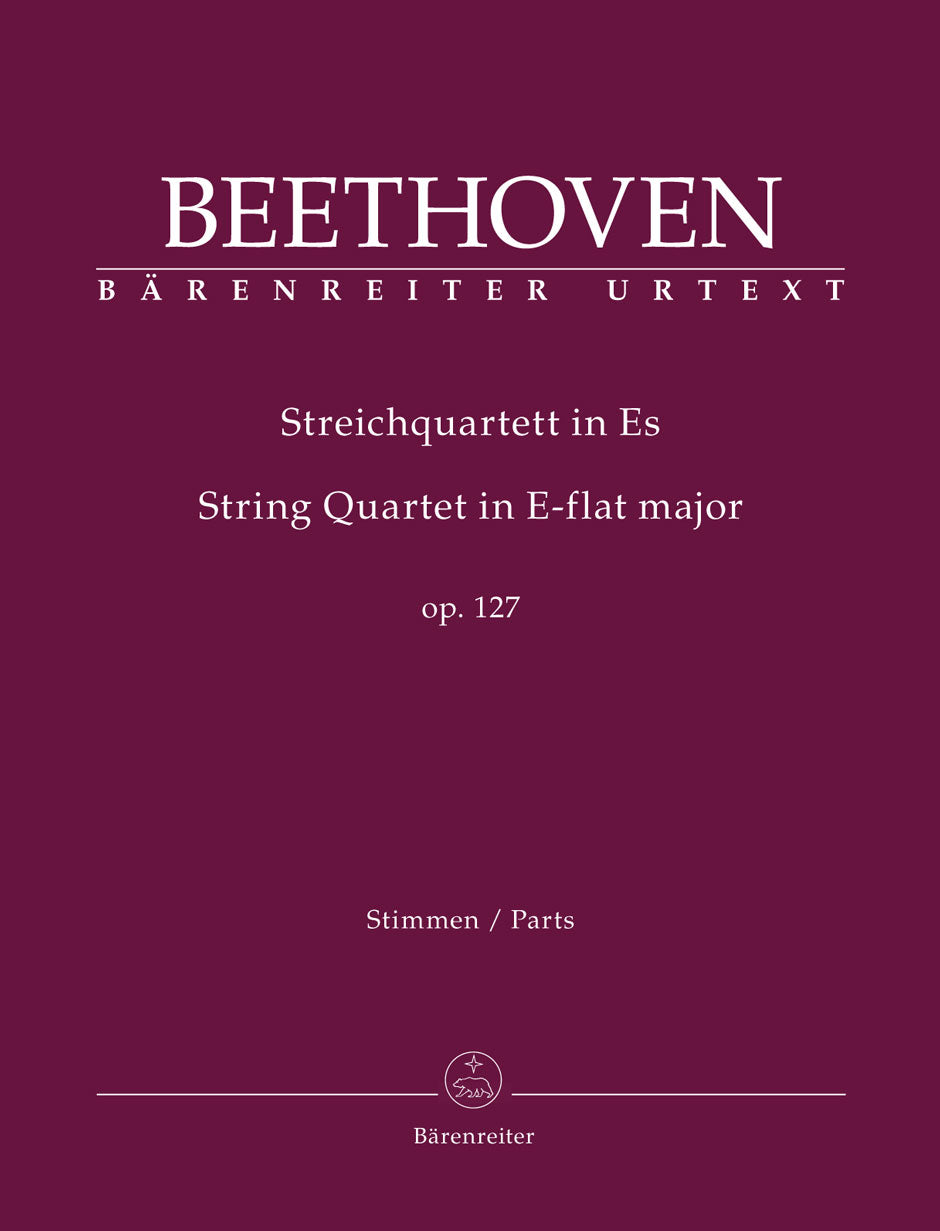 Beethoven (Del Mar): String Quartet in E-flat major, Op. 127 , Urtext (string quartet parts) Barenreiter