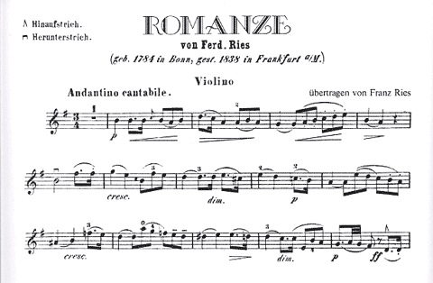 Ries, Ferdinand: Romanze (violin & piano) or (cello & piano)