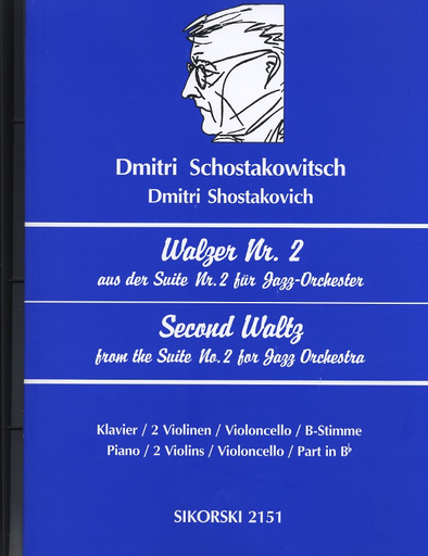 Shostakovich, Dmitri: Second Waltz from Jazz Suite #2 (Piano, 2 Violins, Cello)