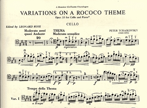 Tchaikovsky, Piotr: Variations on a Rococo Theme Op.33 (Cello & Piano)