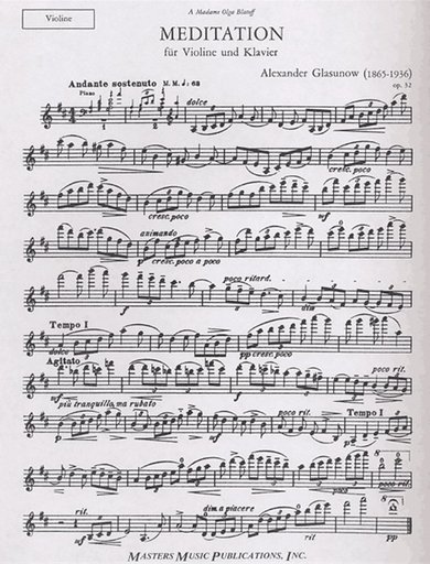Glazunov, Alexander: Meditation Op.32 (violin & piano)