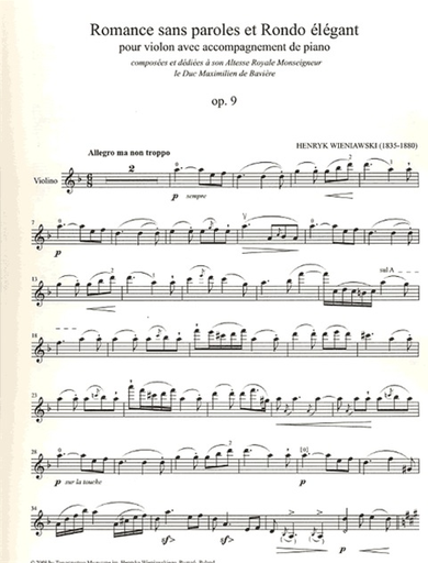 Wieniawski, Henri: Romance sans paroles/Rondo Elegant (violin & piano)