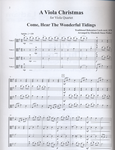 Stuen-Walker, Elizabeth: A Viola Christmas for Viola Quartet, score and parts