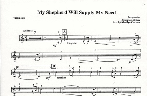 Carlson, Marilyn: My Shepherd Will Supply My Need (violin & piano)