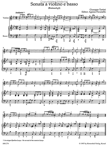 Tartini, Giuseppe: Sonata fur Violin and Bc G minor -Devil's Trill, Barenreiter