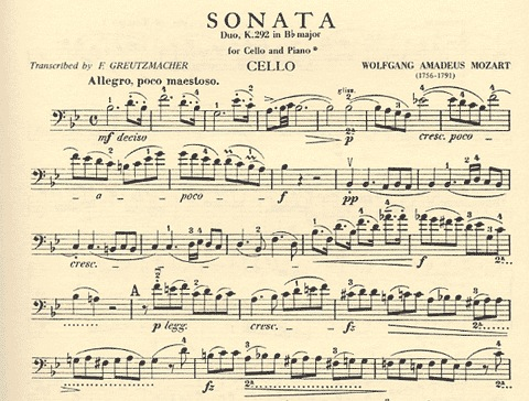 Mozart, W.A.: Sonata in Bb Major K.292 (cello & piano)