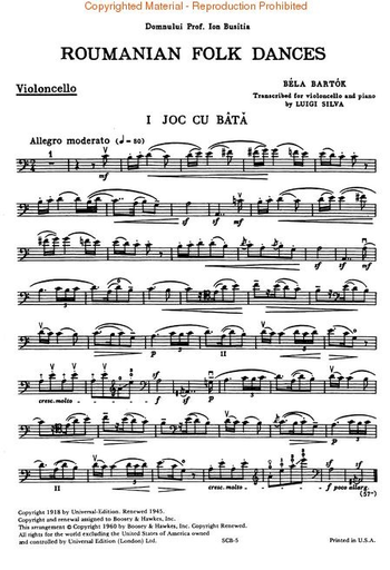 Bartok, B.: Roumanian Folk Dances (cello & piano)