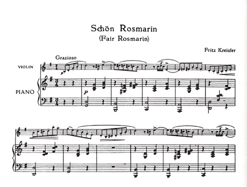 Kreisler, Fritz: Schon Rosmarin (Violin & Piano)