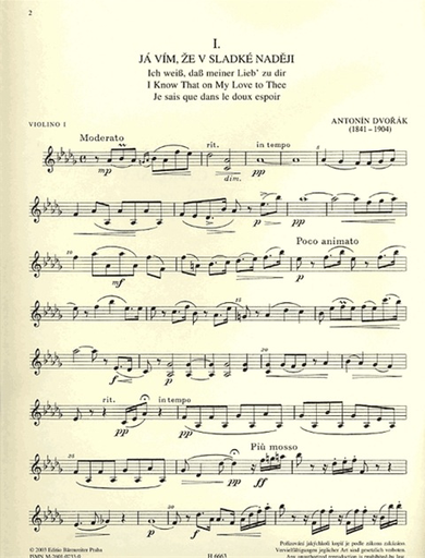 Dvorak, Antonin: Cypresses (String Quartet) Barenreiter