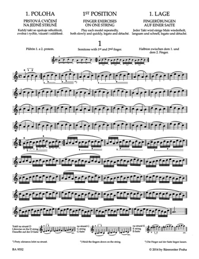 Sevcik, Otakar (Foltyn): School of Violin Technique, Op.1, Bk.1 (violin) Barenreiter