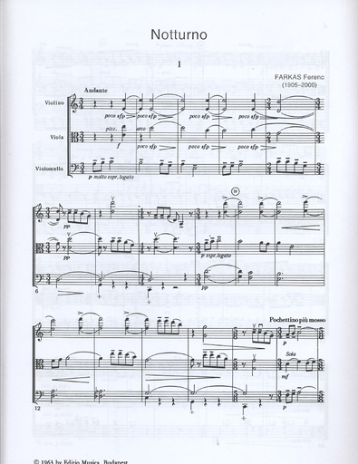Farkas, Ferenc: Notturno Op.2 (violin, Viola & cello)