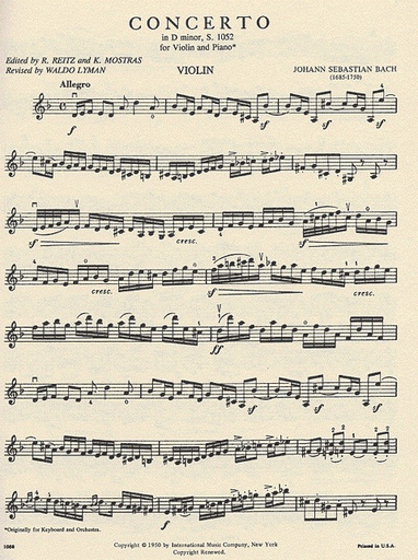 Bach, J.S. (Reitz): Concerto in d minor (violin & piano)