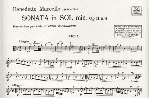 Marcello, Benedetto: Sonata in g minor Op.11#4 (Viola & piano)