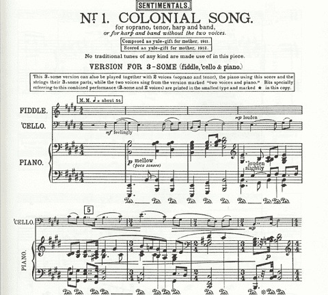 Grainger, Percy: Colonial Song for Violin, Cello & Piano