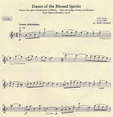 Gluck, C.W.: Dance of the Blessed Spirits (violin & piano)