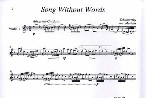 Tchaikovsky, P.I. (Martelli): Song Without Words (string quartet)