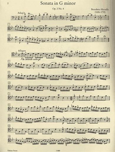 Marcello, B.: Sonata Op.2 No.4 in g minor (cello & piano)