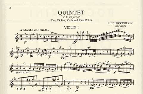 Boccherini, Luigi: Quintet in C major (2 violins, viola, 2 cellos)