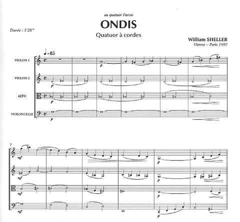 Sheller, William: Ondis (string quartet) score and parts