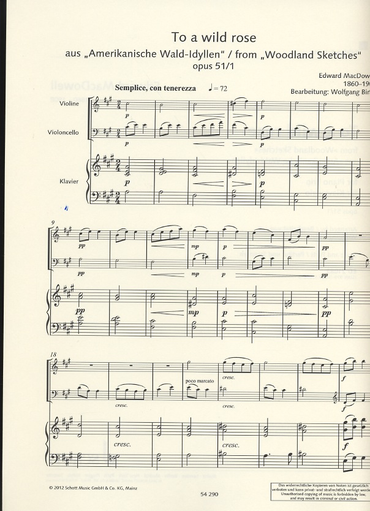 MacDowell (Birtel): To a Wild Rose from Woodland Sketches, Op.51, No.1 (piano trio)