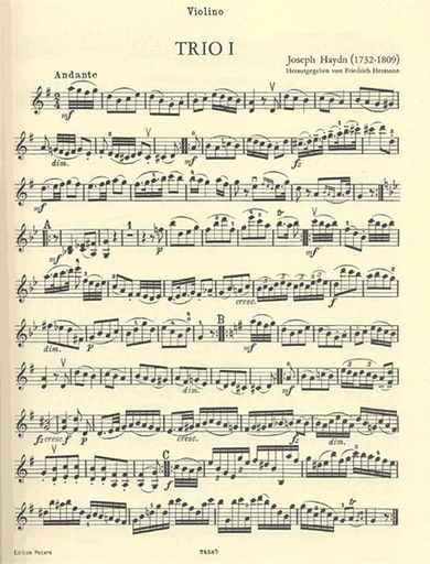 Haydn, F.J.: Piano Trios, Vol.1 Peters edition (violin, cello, piano)