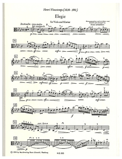 Vieuxtemps, Henri (Schmidtner): Elegie Op.30 (Viola & piano)